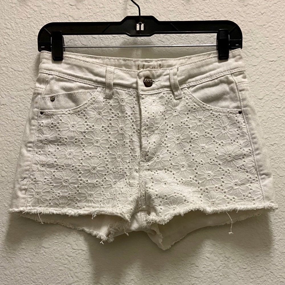 LIKE NEW White Shorts with Floral Lace
